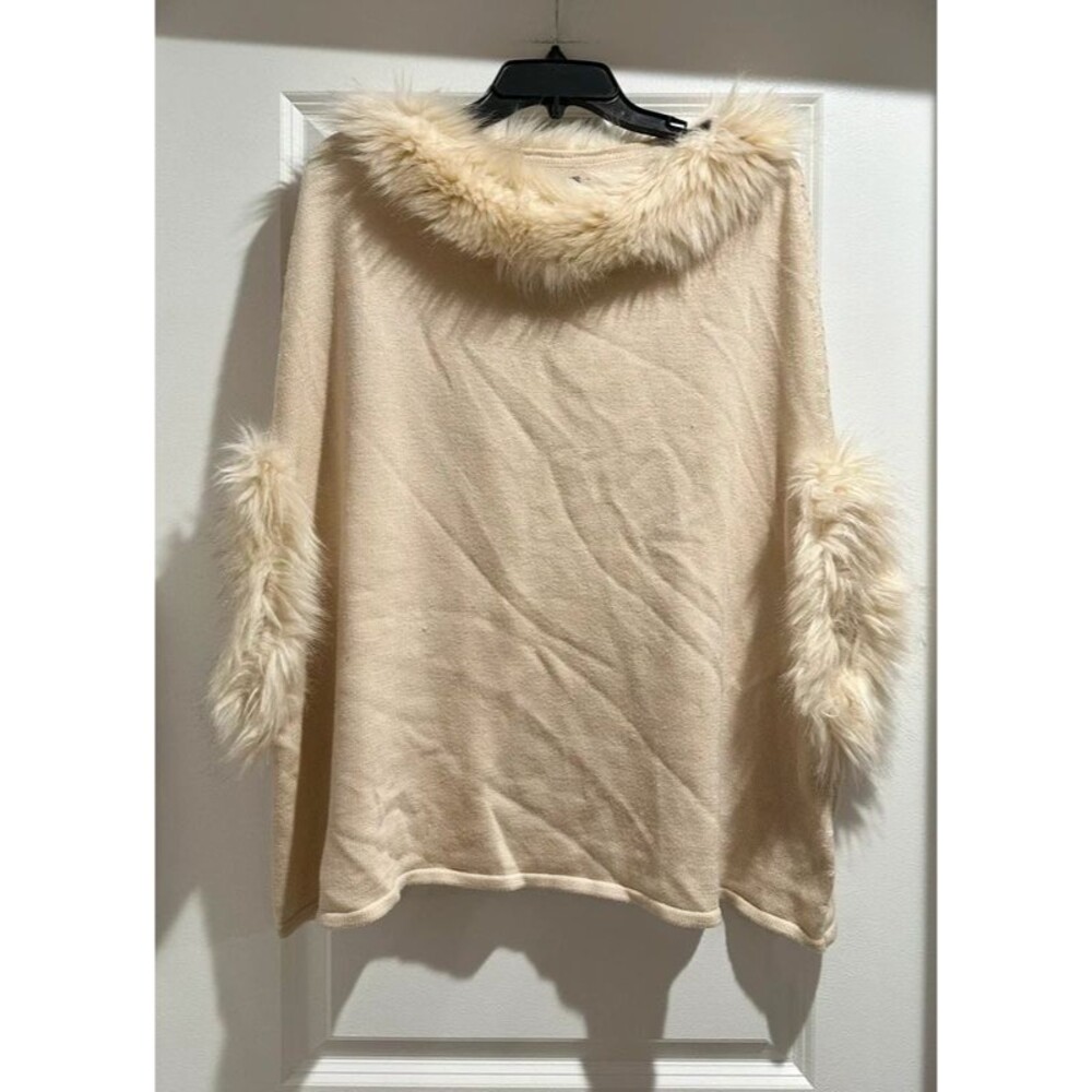 Love Token Faux Fur Wool Blend Poncho